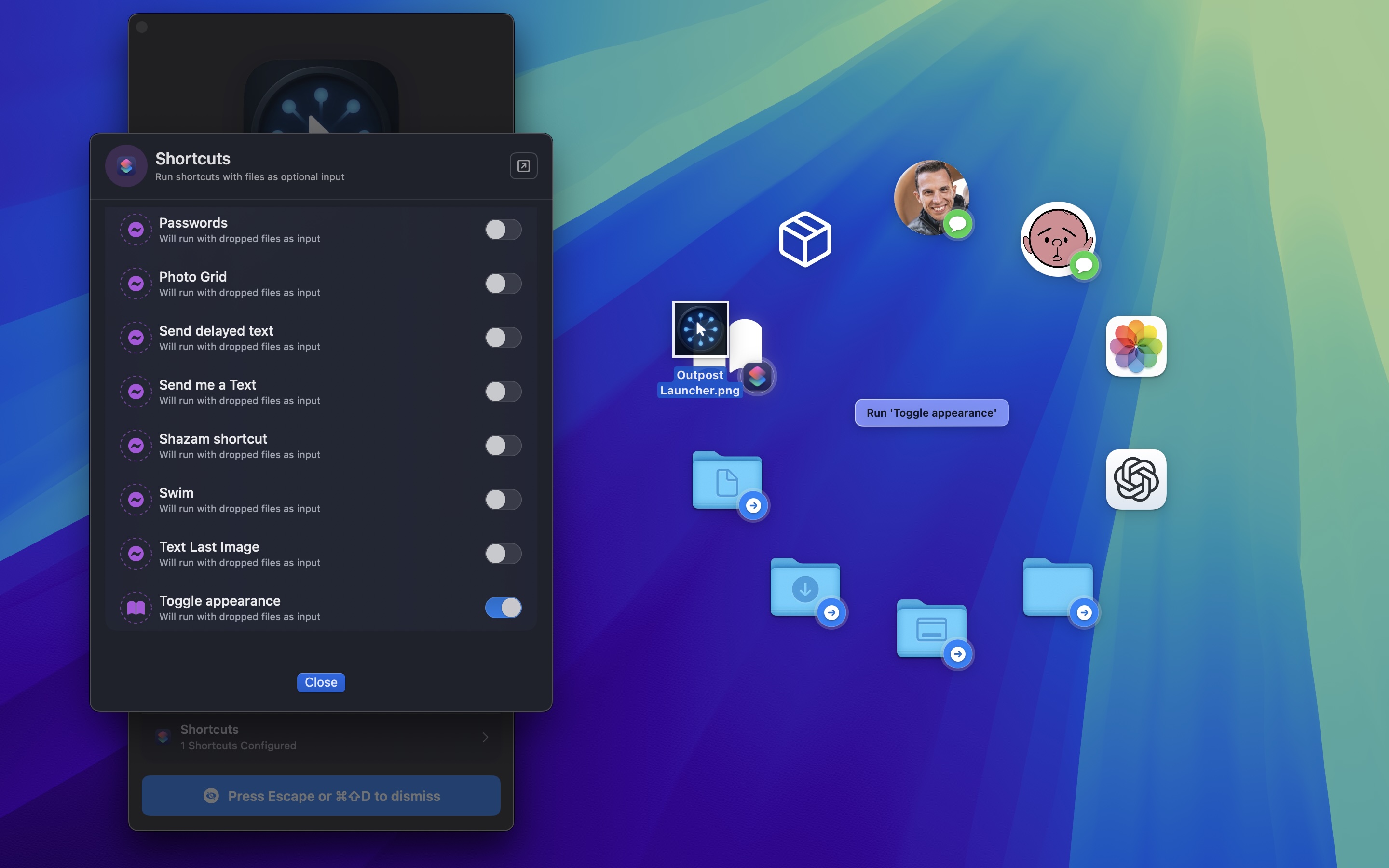 Drag and drop files to destinations